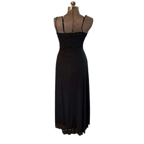 Lipstick Black Beaded Maxi Dress S Spaghetti Straps Y2K Formal Gown Whimsygoth - Picture 3 of 10
